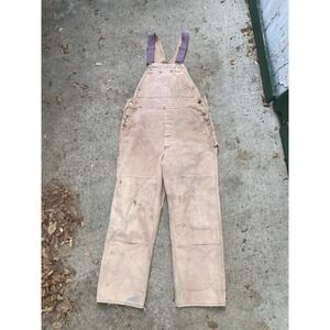 Vintage 70s Carhartt Overalls Tan Duck Canvas Size 36 Faded Paint USA
